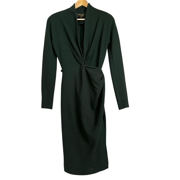 Vintage Donna Karan Black Label Archival Green Wool Wrap Dress Union-Made Size S - Picture 9 of 14